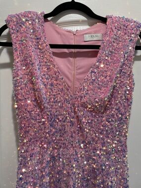 Pink Sequins Mini Dress